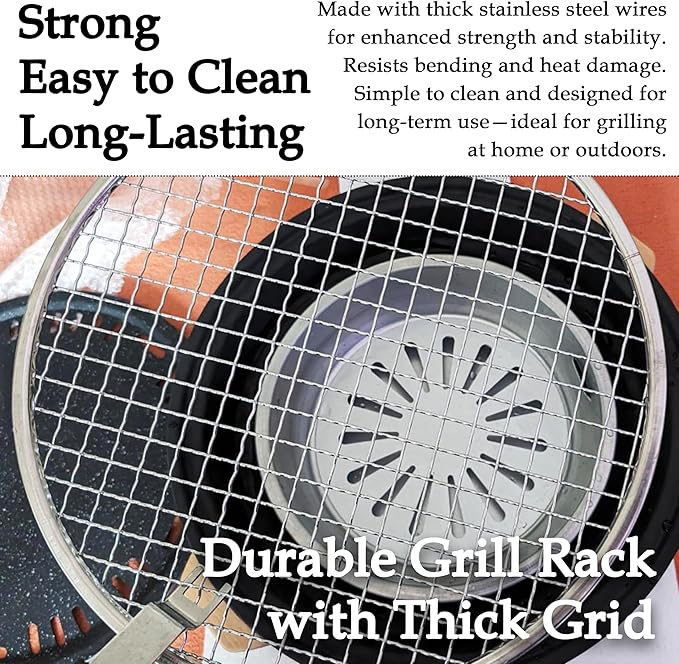 Cuisiland Mini Charcoal Grill, Portable Barbecue - Multipurpose Small Charcoal Grill Stove for Indoor and Outdoor Cooking, Camping, Hiking, Picnics - BBQ Tool Kit with Baking Tray (White)