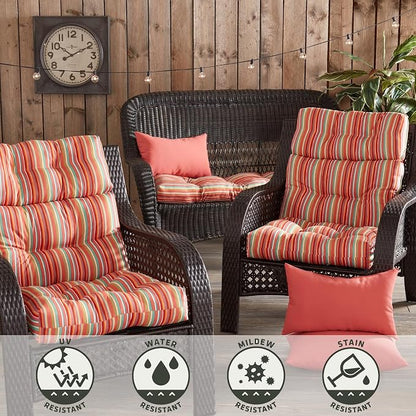 Greendale Home Fashions Coral Stripe 44'' x 22'' Outdoor High Back Chair Cushion