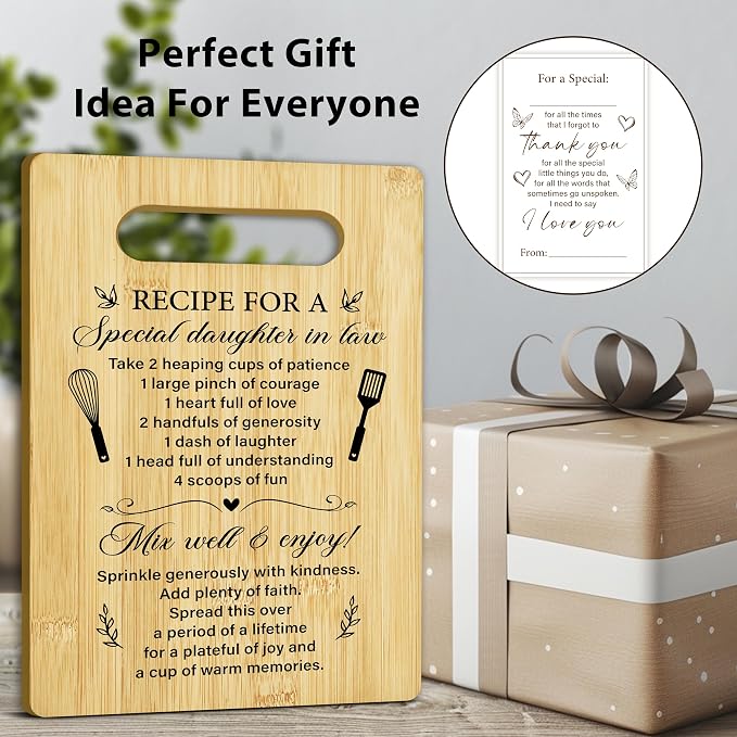 Birthday Gifts for Daughter In Law, Ricepe Bamboo Cutting Board, Charcuterie Board for Kitchen Decor, Funny Christmas Gift from Mother In Law Father In Law -17