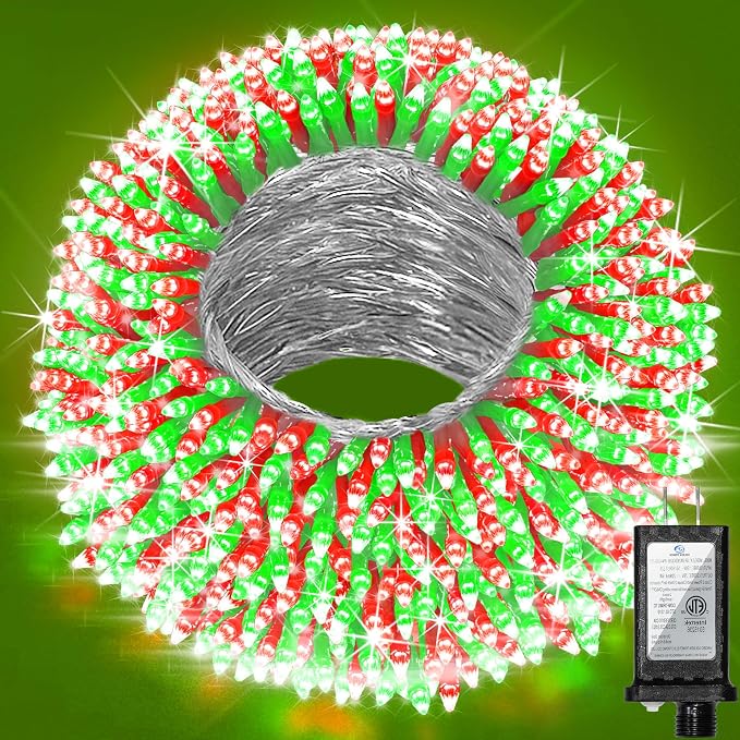 300 LED Outdoor Christmas Lights 75ft, 12 Lighting Modes Indoor String Lights Dimmable & Timer Memory, Outsite Waterproof Tree Lights for Xmas Garden Wedding Party Holiday Decorations Red & Green