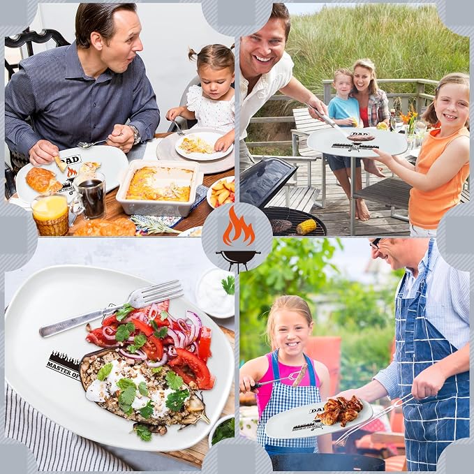 R HORSE Melamine Grill Platter Gift, Barbecue White Oval Serving Tray Plate | Christmas, New Year, Birthday Gift for Dad Men Grandpa, Ideal for Appetizer, Dessert, Salad, Outdoor Indoor Cooking Party