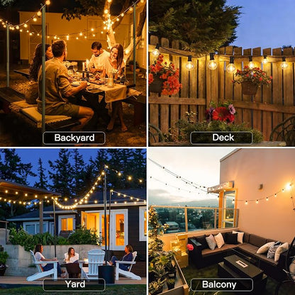 150FT Outdoor String Lights with Remote, 75 + 4 Spare G40 LED Bulbs Plug in Connectable Dimmable Patio Lights, Waterproof Hanging Lights for Outside Backyard Balcony Yard Deck Party