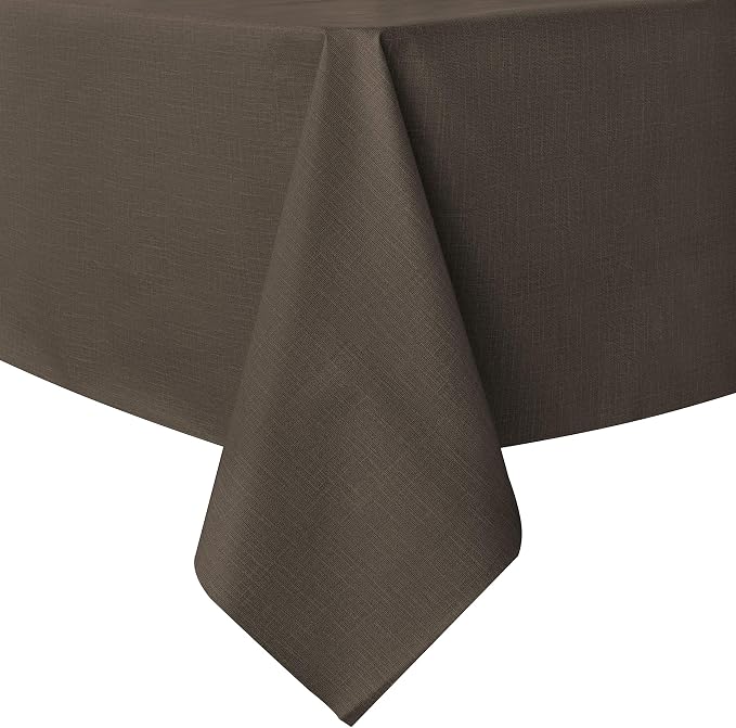 sancua Waterproof Rectangle Vinyl Tablecloth Table Cloth 60x84 Inch, Coffee | 100% Oil Spill Proof, PVC Material, Wipe Clean Table Cover for Dining Tables, Buffet Parties and Camping