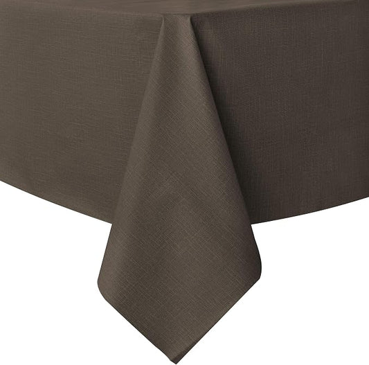 sancua Waterproof Rectangle Vinyl Tablecloth Table Cloth 60x84 Inch, Coffee | 100% Oil Spill Proof, PVC Material, Wipe Clean Table Cover for Dining Tables, Buffet Parties and Camping
