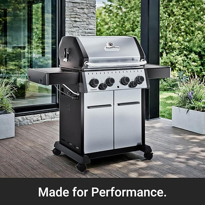 Broil King 865384 Crown S 490 4-Burner Propane Gas Grill with Side Burner and Rear Rotisserie Burner in Stainless Steel