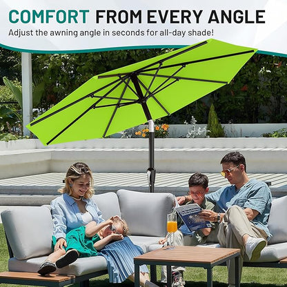 AreShark 10 FT Outdoor Patio Umbrella, Patio Table Umbrella with Push Button Tilt and Crank, Outdoor Patio Umbrellas with 8 Fiberglass Ribs, Patio Umbrellas for Market, Garden, Pool (Apple Green)