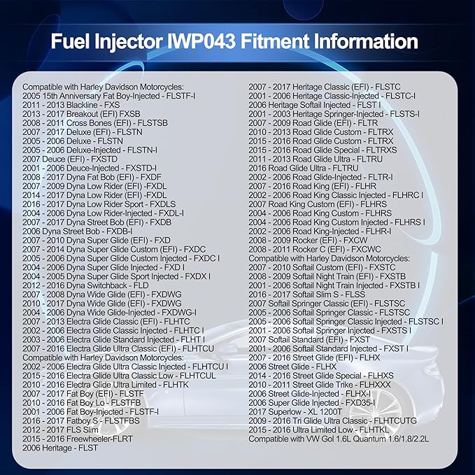 HiSport Fuel Injector IWP043 1PC- Compatible with Harley Davidson VW Ducati Motorcycles Supersport MH900 Monster SS800