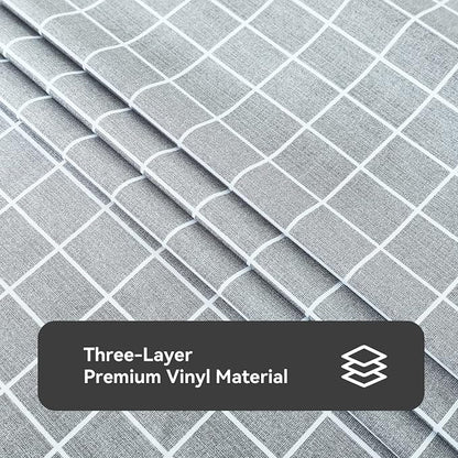 Romanstile Rectangle Vinyl Tablecloth, 100% Waterproof Oil-Proof Checkered Plastic Table Cloth, Heavy Duty Wipeable Table Covers for Dining, Camping, Picnic, Outdoor - 60 x 120 Inch, Grey