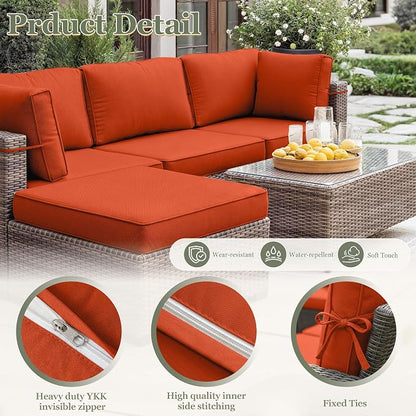 9 Pcs Outdoor Patio Cushions Covers Replacement Sets, Covers Only | 9 Pcs Patio Cushions Covers Replacement UV Resistant, Water Anti-Slip, Heavy-Duty Zippers for 5 Pcs Patio Furniture Set