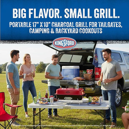 Kingsford Tabletop Charcoal Grill, Portable, Compact Grilling and BBQ, 17" Rectangular, 170 Sq In Cooking Surface