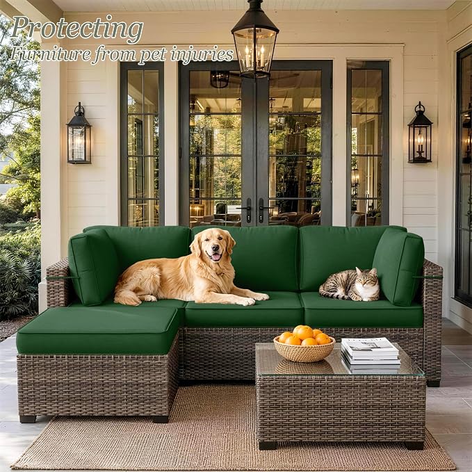 9 Pcs Outdoor Patio Cushions Covers Replacement Sets, Covers Only | 9 Pcs Patio Cushions Covers Replacement UV Resistant, Water Anti-Slip, Heavy-Duty Zippers for 5 Pcs Patio Furniture Set
