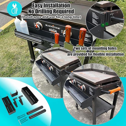 Front Griddle Caddy with 2-Pack Magnetic Tool Holder for Blackstone 28"/28XL Griddle, Large Capacity Utensil & Condiment Organizer for Mess-Free BBQ, Easy-Access Grill Caddy for Accessories Storage