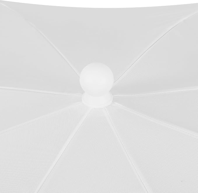 JONATHAN Y Mariner 6.5 ft. Solid Fringe Beach Umbrella, White | Push-Button Tilt, UV 50 Protection, Matching Carry Bag, Iron Pole, Wind Vent, Scalloped Round Canopy