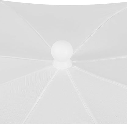 JONATHAN Y Mariner 6.5 ft. Solid Fringe Beach Umbrella, White | Push-Button Tilt, UV 50 Protection, Matching Carry Bag, Iron Pole, Wind Vent, Scalloped Round Canopy