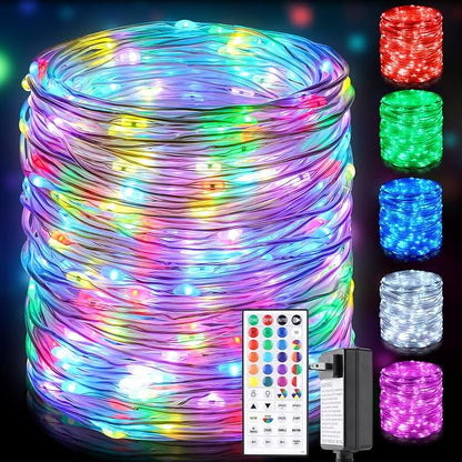 OMIKA 132FT 400LED Rope Lights Outdoor String Light, 24 RGB Colors + Warm White Waterproof Starry Fairy Lights Plug in for Indoor Home Bedroom, Outside Patio Garden Pastel Easter Party Decororations