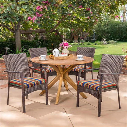 HARBOREST Outdoor Chair Cushions Set of 4, Water Resistant Patio Chair Cushions with Ties, Outdoor Seat Cushions for Patio Furniture, 17"x16"x2", Rainbow Stripes