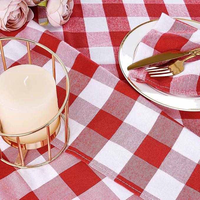 Red Plaid Table Runner Valentines Buffalo Checkered Centerpiece Fabric 13x108 Inch 4 Packs Table Cloths Party Picnic Decorative Gingham Rectangle Red and White Checkered Linen Decorations