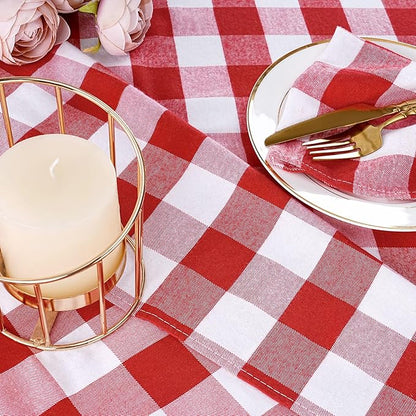 Red Plaid Table Runner Valentines Buffalo Checkered Centerpiece Fabric 13x108 Inch 4 Packs Table Cloths Party Picnic Decorative Gingham Rectangle Red and White Checkered Linen Decorations