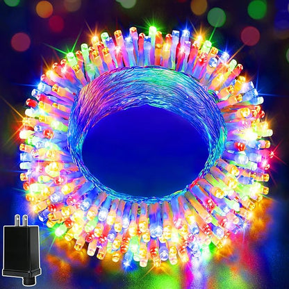 Ollny Christmas Lights 200LED 60FT Indoor, Multicolor Connectable Plug in String Light Outdoor, 8 Modes Waterproof Timer LED Fairy Lights for House Outside Bedroom Patio Balcony