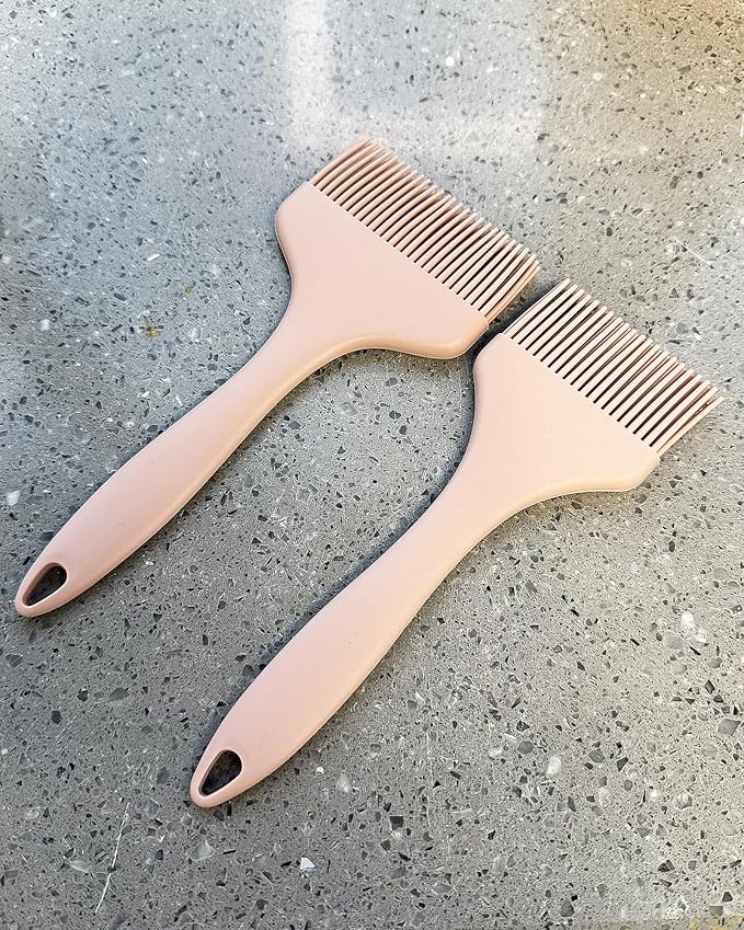 2Pcs Silicone Basting Pastry Brush - Heat Resistant Cooking Brushes Food Brush for Oil, Sauce, BBQ, Baking Outdoor Grill Dishwasher Safe – Pink