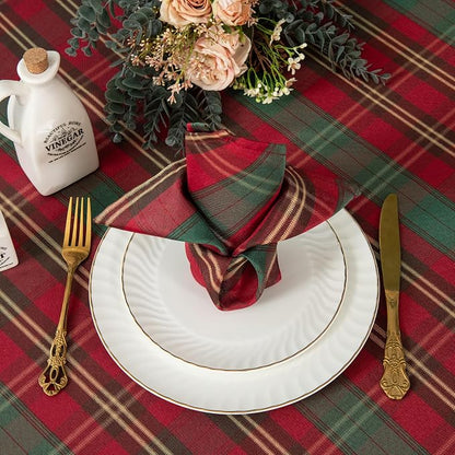 Rectangle Plaid Waterproof Tablecloth for Christmas, W20 x L20 | Checkered Style Table Cloth Holiday Family Gathering Rectangle Table Cover - Spillproof - Ideal for Indoor & Outdoor Use