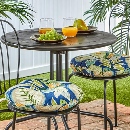 Greendale Home Fashions Magnolia Floral Outdoor 15-inch Bistro Seat Cushion, Set of 2