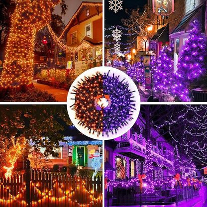 JMEXSUSS 66ft 200 LED Orange and Purple Halloween Lights Plug in | Connectable, Remote Control, Dual Color Changing, Waterproof, Halloween String Lights for Tree Yard Indoor Outdoor Decor