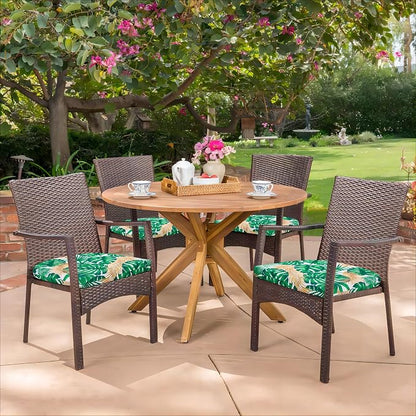 HARBOREST Outdoor Chair Cushions Set of 4, Water Resistant Patio Chair Cushions with Ties, Outdoor Seat Cushions for Patio Furniture, 17"x16"x2", Frond