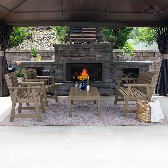 highwood Weatherly 4-Piece Garden Conversation Set, Woodland Brown