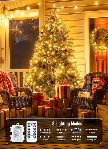 Minetom Fairy Lights Battery Operated with Remote, 66FT 200LED String Light | Waterproof Starry Twinkle Lights for Christmas Home Bedroom Wedding DIY Party Indoor Outdoor Decor