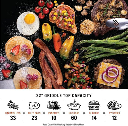 Blackstone OTG 22 Inch Tabletop Griddle Plate with Built-In Hood, Black - Portable Outdoor Grill Appliances for Camping, Tailgate Grilling, and On-the-Go Kitchen Cooking