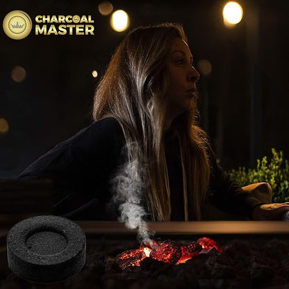 Instant Hookah Coals Light –Incense Instant Coal Disks – Coal Tablets – Charcoal Disks –Set of 100Coal Rolls –33 mm Quick Light Charcoal Briquettes – Natural Coal Disks –Slow Burn and Low Smoke (2400)