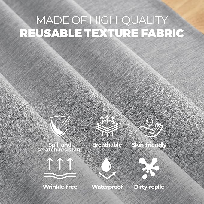 Decorelia Faux Linen Farmhouse Table Cloth 60"x84" for 4-6 ft Rectangle Table, Cool Grey Waterproof Outdoor Washable Cloth Tablecloth for Rectangular Dining Room Kitchen Outdoor Party Restaurant Table