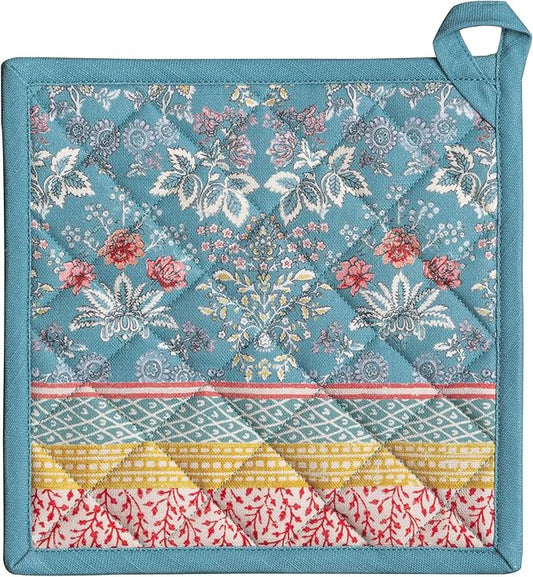 Maison d' Hermine Pot Holders 100% Cotton Heat Resistant Potholders 8" x 8" Hot Pads with Loop BBQ Cooking Baking Hotel Farmhouse Kitchen Handling Hot Pans Spring Summer (Pack of 1, Marquise)