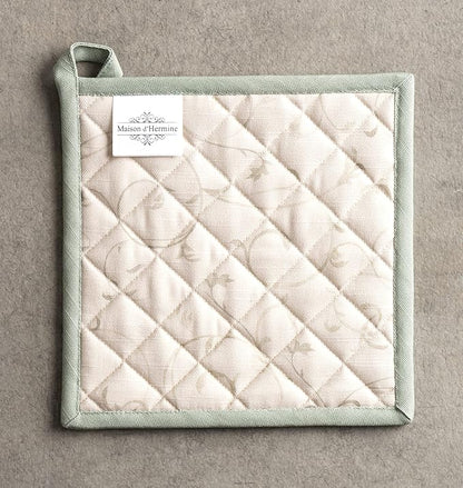 Maison d' Hermine Pot Holders Set 100% Cotton Heat Resistant Potholders 8" x 8" Hot Pads with Loop for Thanksgiving Christmas Decorations BBQ Cooking Baking Handling Hot Pans (Pack of 2, Lumina)