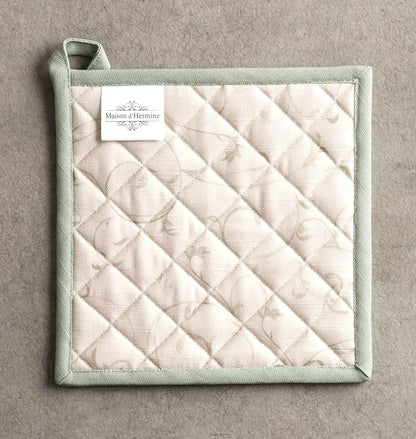Maison d' Hermine Pot Holders 100% Cotton Potholders (8" x 8", Pack of 1) | Heat Resistant Hot Pads with Loop BBQ Cooking Baking Hotel Kitchen Handling Hot Pans Thanksgiving Christmas - Lumina