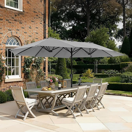 SUPERJARE 13FT Outdoor Umbrella for Patio, Double sided Pool Umbrellas with Fade Resistant Canopy, Large Table Umbrella for Deck, Market, Backyard - Gray(No Base)