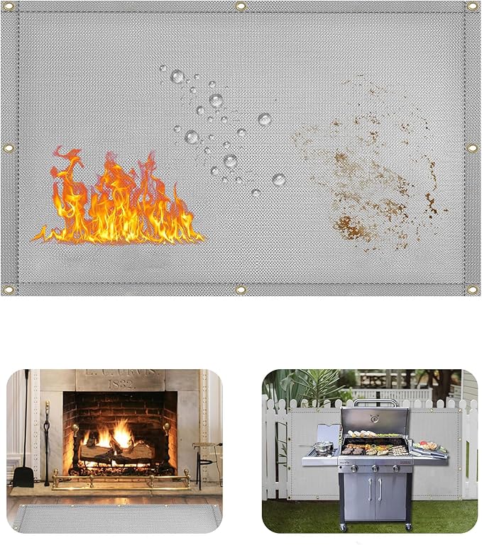 Heat Shield Behind Grill Grey Fireproof Cover and Screen Protect Deck Railing from Grill Heat Shield for Wood Stove, 3’x2’ Wall Protector for Fridge Waterproof BBQ Mat UV Resistant Privacy Screen