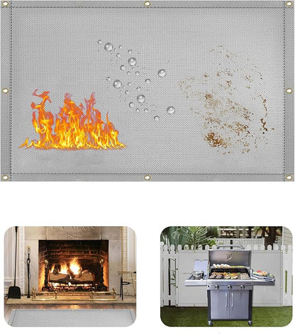 Heat Shield Behind Grill Grey Fireproof Cover and Screen Protect Deck Railing from Grill Heat Shield for Wood Stove, 3’x2’ Wall Protector for Fridge Waterproof BBQ Mat UV Resistant Privacy Screen