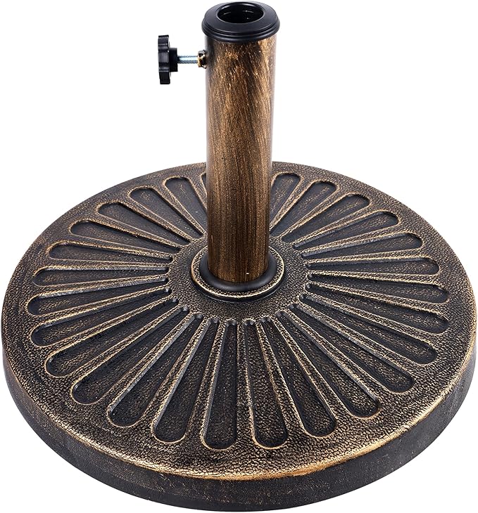 Blissun 26.5 lbs Outdoor Living Heavy Duty Round Antiqued Patio Umbrella Base, Bronze