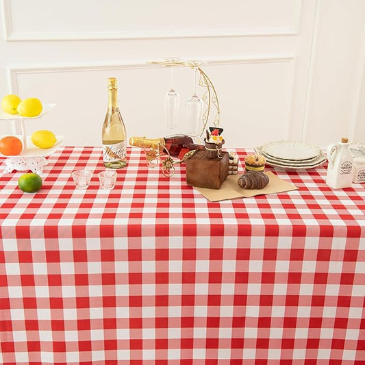 Classic Gingham Buffalo Tablecloth Fabric - Oblong 90x156 Inch Water Proof Checkered Table Cloth for Indoor Outdoor - Table Cover for Birthday, Picnics, BBQs, and Parties