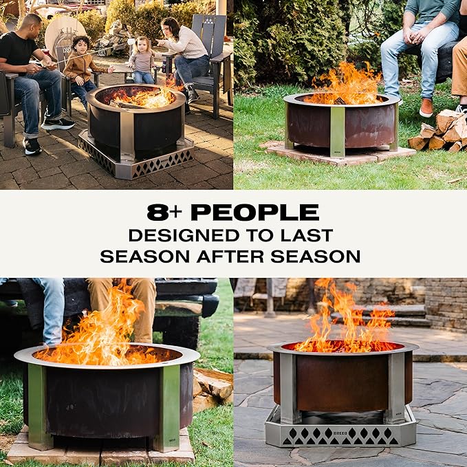 Breeo Smokeless Fire Pit (X Series 30, Corten Steel) | 34.5 inch Smokeless Firepit for Outside | 94 Pounds | Ideal for Families Compatible with Wide Range of Breeo Accessories