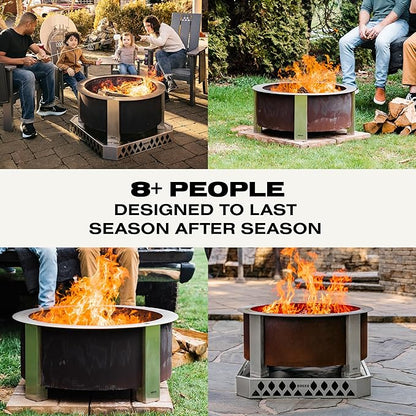 Breeo Smokeless Fire Pit (X Series 30, Corten Steel) | 34.5 inch Smokeless Firepit for Outside | 94 Pounds | Ideal for Families Compatible with Wide Range of Breeo Accessories