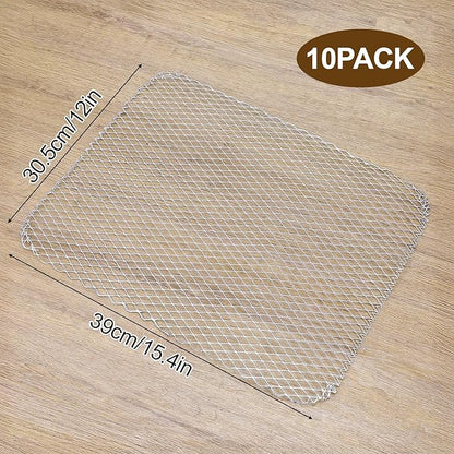 10 Pack Disposable Grill Topper, 16x12 Inch Non-Stick Aluminum BBQ Grills Mat, Disposable Mesh Grill Mat for Outdoor Cooking, Ideal for Vegetables, Seafood, Small Meats