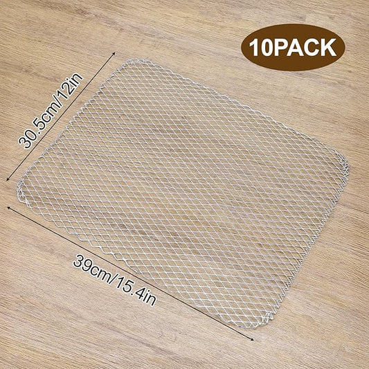 10 Pack Disposable Grill Topper, 16x12 Inch Non-Stick Aluminum BBQ Grills Mat, Disposable Mesh Grill Mat for Outdoor Cooking, Ideal for Vegetables, Seafood, Small Meats