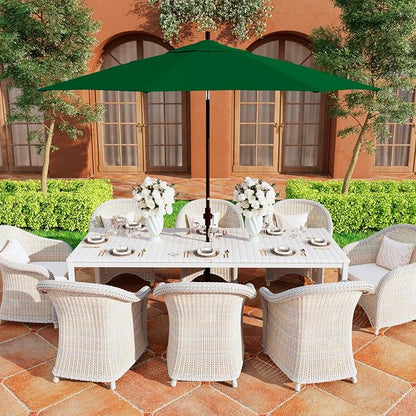 California Umbrella 11Ft Premium Patio Umbrella, Hand-Crank, Tilt-Collar, Bronze Frame, Solution Dyed Hunter Green Fabric