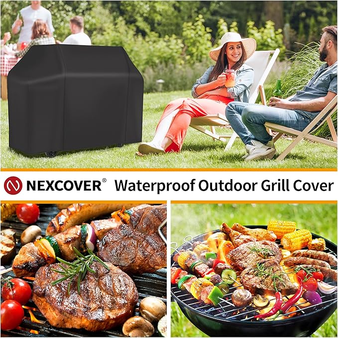 NEXCOVER Grill Cover, BBQ Cover 55 inch,Waterproof BBQ Grill Cover,Fade Resistant Gas Grill Cover, Barbecue Grill Covers, Fits Grill of Weber, Brinkmann, Nexgrill, Black Grill Cover for Outdoor Grill.