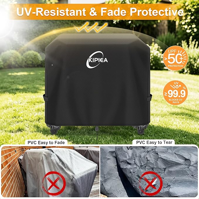 Kipiea Heavy Duty Grill Cover for Traeger Flatrock 3 Zone, 600D Oxford Fabric Wood Pellet Smoker Covers Waterproof & Windproof, Pellet BBQ Grill Cover for Outside Anti-UV, No Tear, No Fading