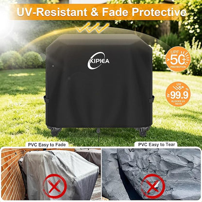 Kipiea Heavy Duty Grill Cover for Traeger Flatrock 3 Zone, 600D Oxford Fabric Wood Pellet Smoker Covers Waterproof & Windproof, Pellet BBQ Grill Cover for Outside Anti-UV, No Tear, No Fading