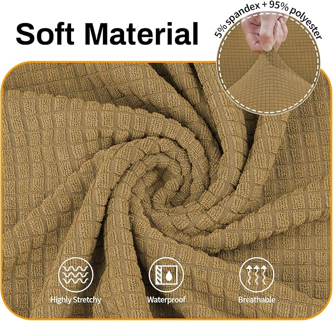 Asnomy Stretch Oversized Couch Covers for Sofa Slipcover,Light Brown | 1-Piece Sofa Covers Washable(94"-110") 4-Seater Furniture Protector with Non Skid Foam and Elastic Bottom for Kids, Pets